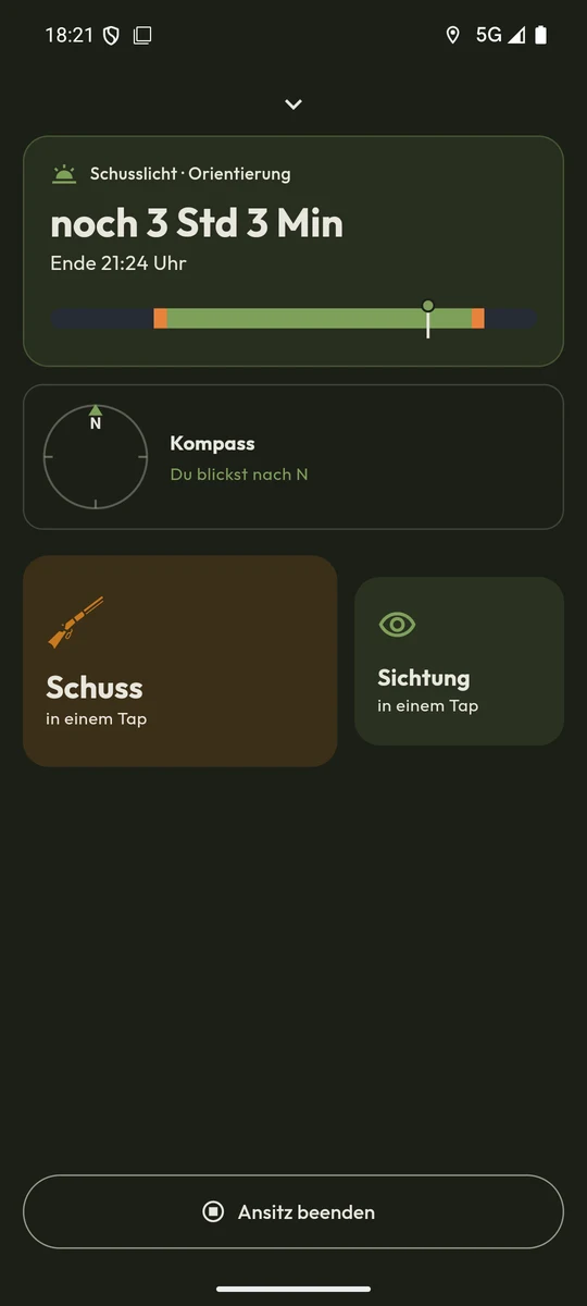 Ansitz-Begleiter mit Büchsenlicht-Countdown und Kompass